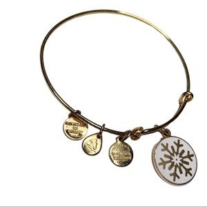 Alex and Ani Gold Tone Snowflake Charm Bangle Bracelet